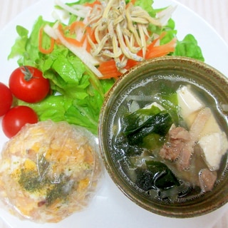 豆腐スープとジャコサラダのダイエットワンプレート